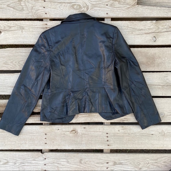 Valerie Stevens black leather jacket petite PM - Picture 2 of 6